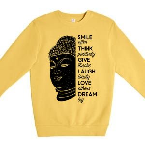 Buddha Quote Head Smile Often Yoga Cool Gift Premium Crewneck Sweatshirt