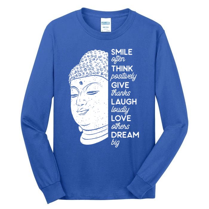 Buddha Quote Head Smile Often Yoga Cool Gift Tall Long Sleeve T-Shirt