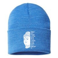 Buddha Quote Head Smile Often Yoga Cool Gift Sustainable Knit Beanie