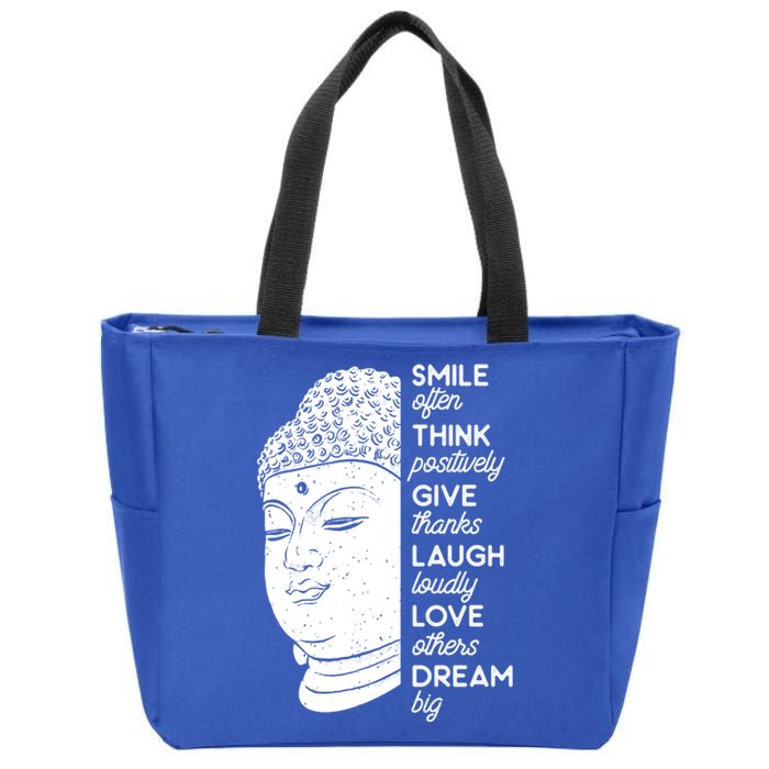 Buddha Quote Head Smile Often Yoga Cool Gift Zip Tote Bag