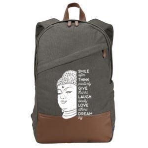 Buddha Quote Head Smile Often Yoga Cool Gift Cotton Canvas Backpack