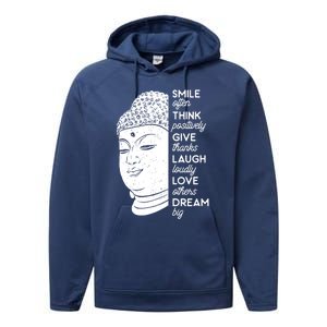 Buddha Quote Head Smile Often Yoga Cool Gift Performance Fleece Hoodie