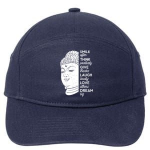 Buddha Quote Head Smile Often Yoga Cool Gift 7-Panel Snapback Hat