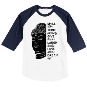 Buddha Quote Head Smile Often Yoga Cool Gift Baseball Sleeve Shirt