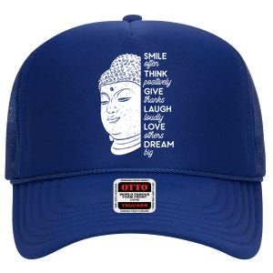 Buddha Quote Head Smile Often Yoga Cool Gift High Crown Mesh Back Trucker Hat