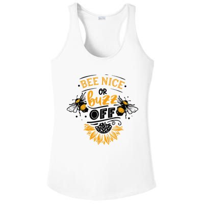 Beekeeper Quote Honey Bee Quote Bee Nice Or Buzz Off Ladies PosiCharge Competitor Racerback Tank