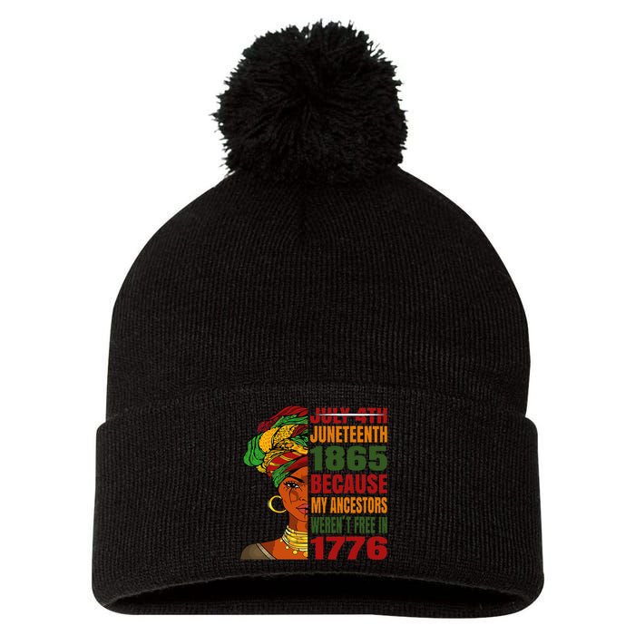 Black Queen Juneteenth 1865 Freedom African American Pom Pom 12in Knit Beanie