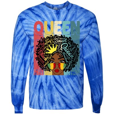 Black Queen Juneteenth Blm Black History Month Melanin Gift Tie-Dye Long Sleeve Shirt