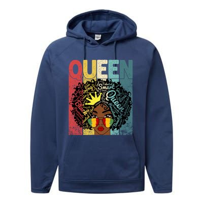 Black Queen Juneteenth Blm Black History Month Melanin Gift Performance Fleece Hoodie