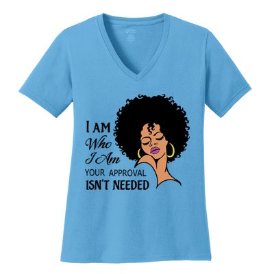 Black Queen Lady Curly Natural Afro African American Ladies Gift Women's V-Neck T-Shirt