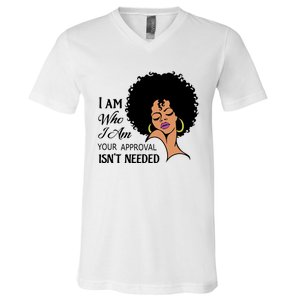 Black Queen Lady Curly Natural Afro African American Ladies Gift V-Neck T-Shirt