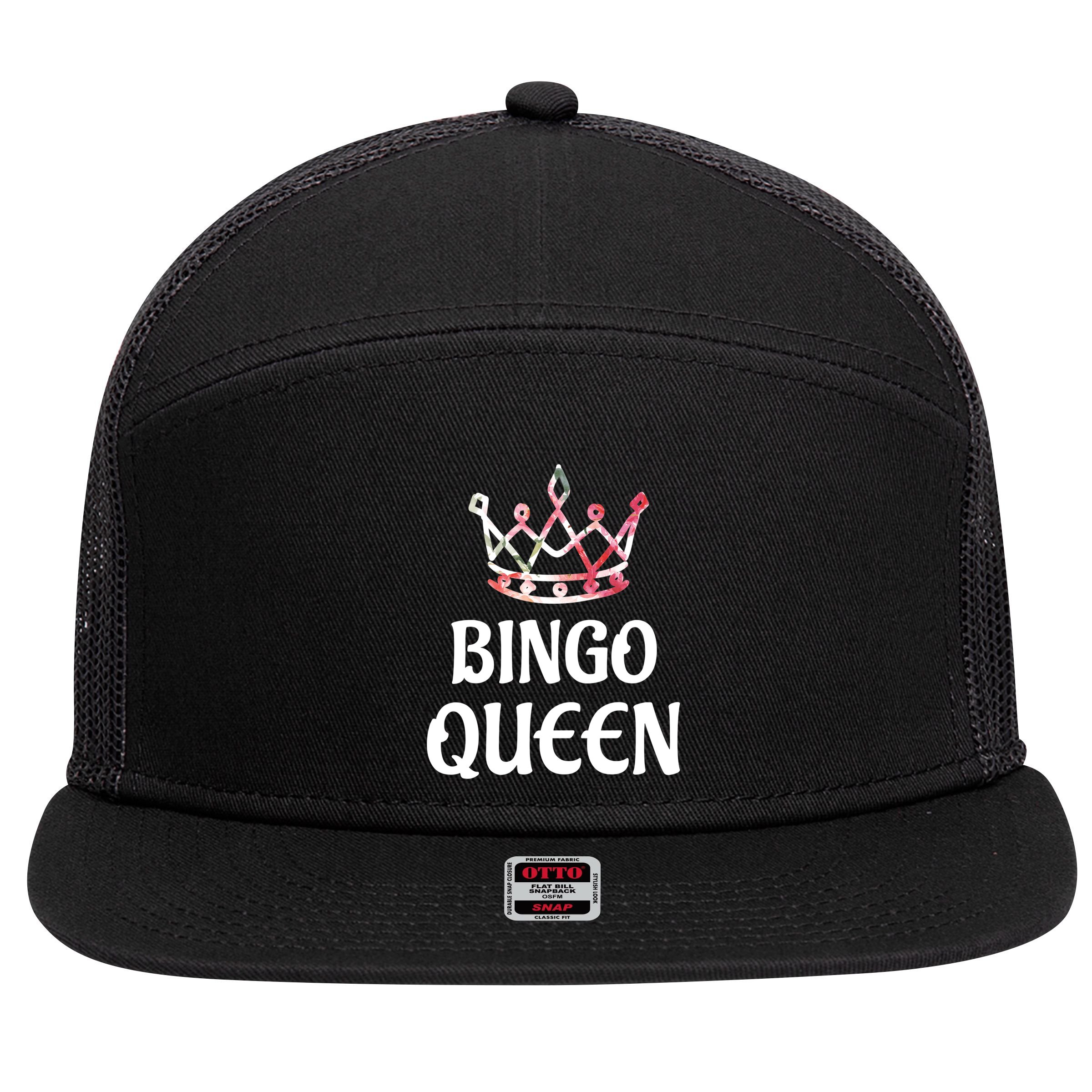 BINGO Queen Long Sleeved 7 Panel Mesh Trucker Snapback Hat