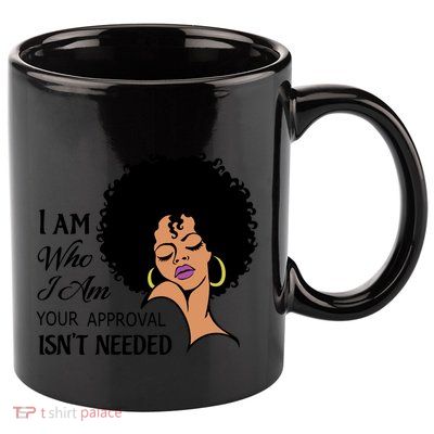 Black Queen Lady Curly Natural Afro African American Ladies Gift 11oz C Handle Ceramic Mug