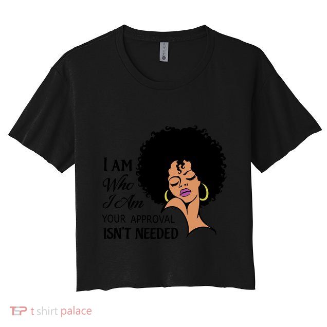 Black Queen Lady Curly Natural Afro African American Ladies Gift Crop Top