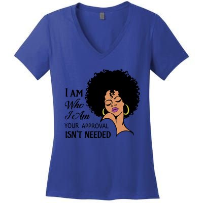 Black Queen Lady Curly Natural Afro African American Ladies Gift Women's V-Neck T-Shirt