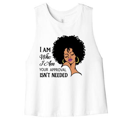 Black Queen Lady Curly Natural Afro African American Ladies Gift Women's Racerback Cropped Tank