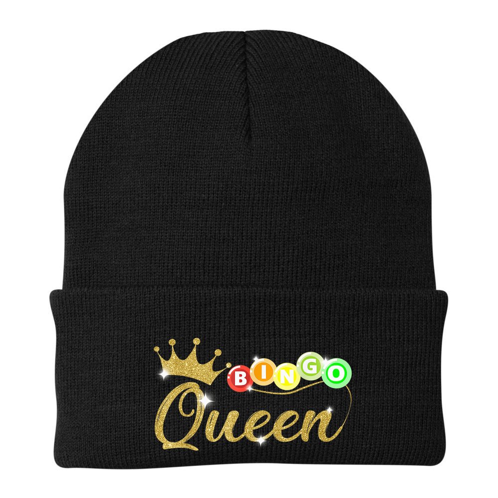 Bingo Queen Lucky Bingo Grandma Gambling Mothers Day Beanie