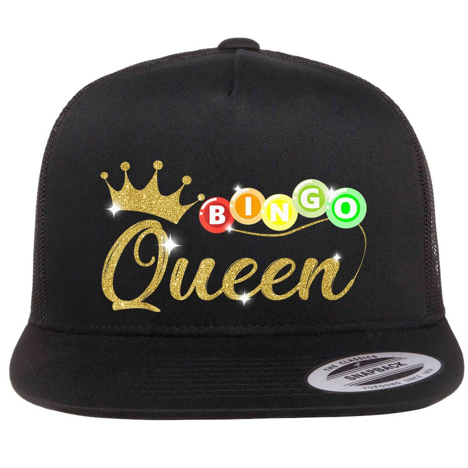 Bingo Queen Lucky Bingo Grandma Gambling Mothers Day Flat Bill Trucker Hat