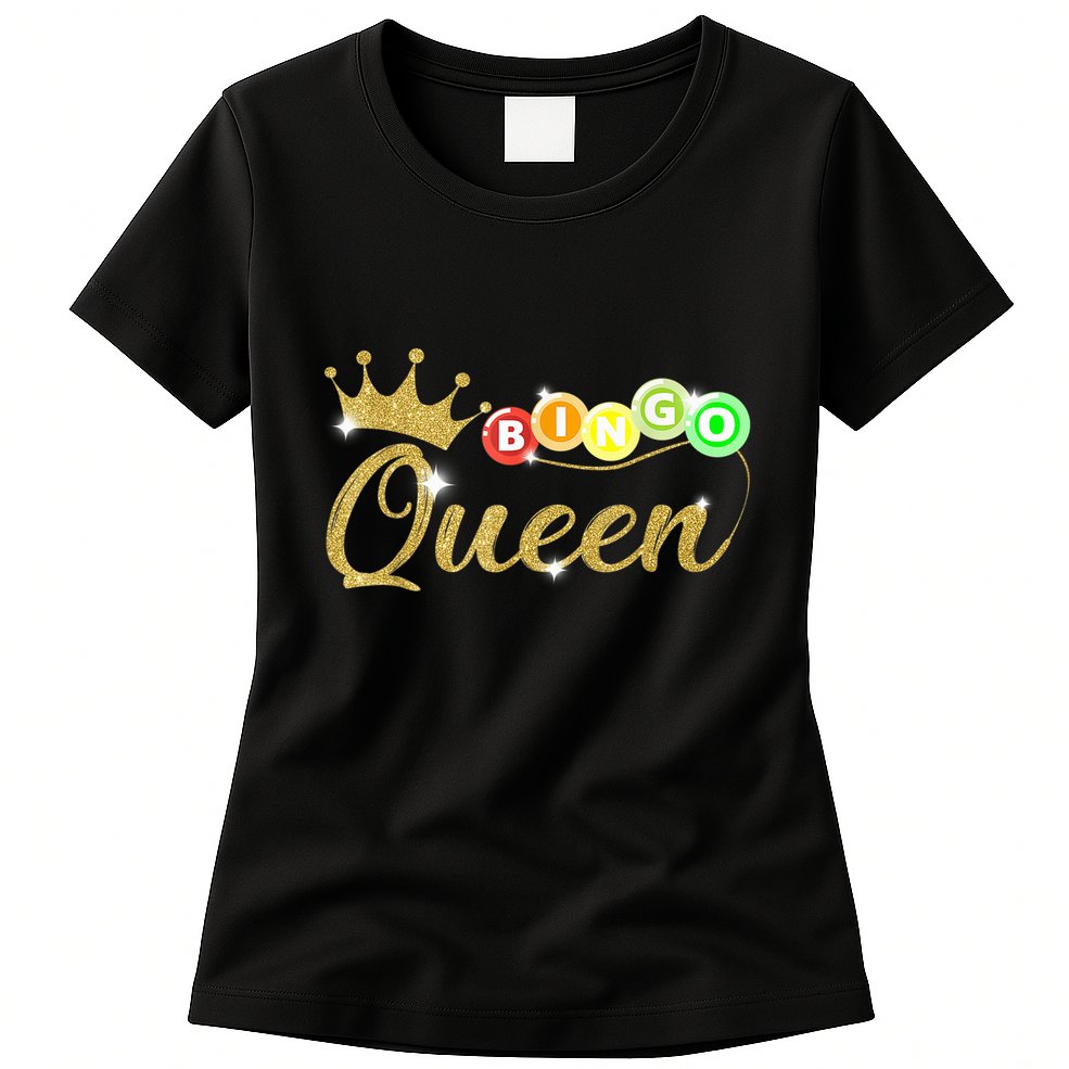 Bingo Queen Lucky Bingo Grandma Gambling Mothers Day Womens T-Shirt