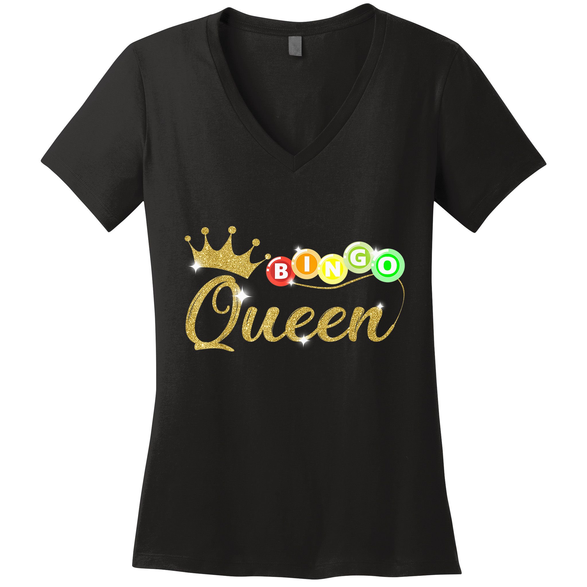 Bingo Queen Lucky Bingo Grandma Gambling Mothers Day Women's V-Neck T-Shirt
