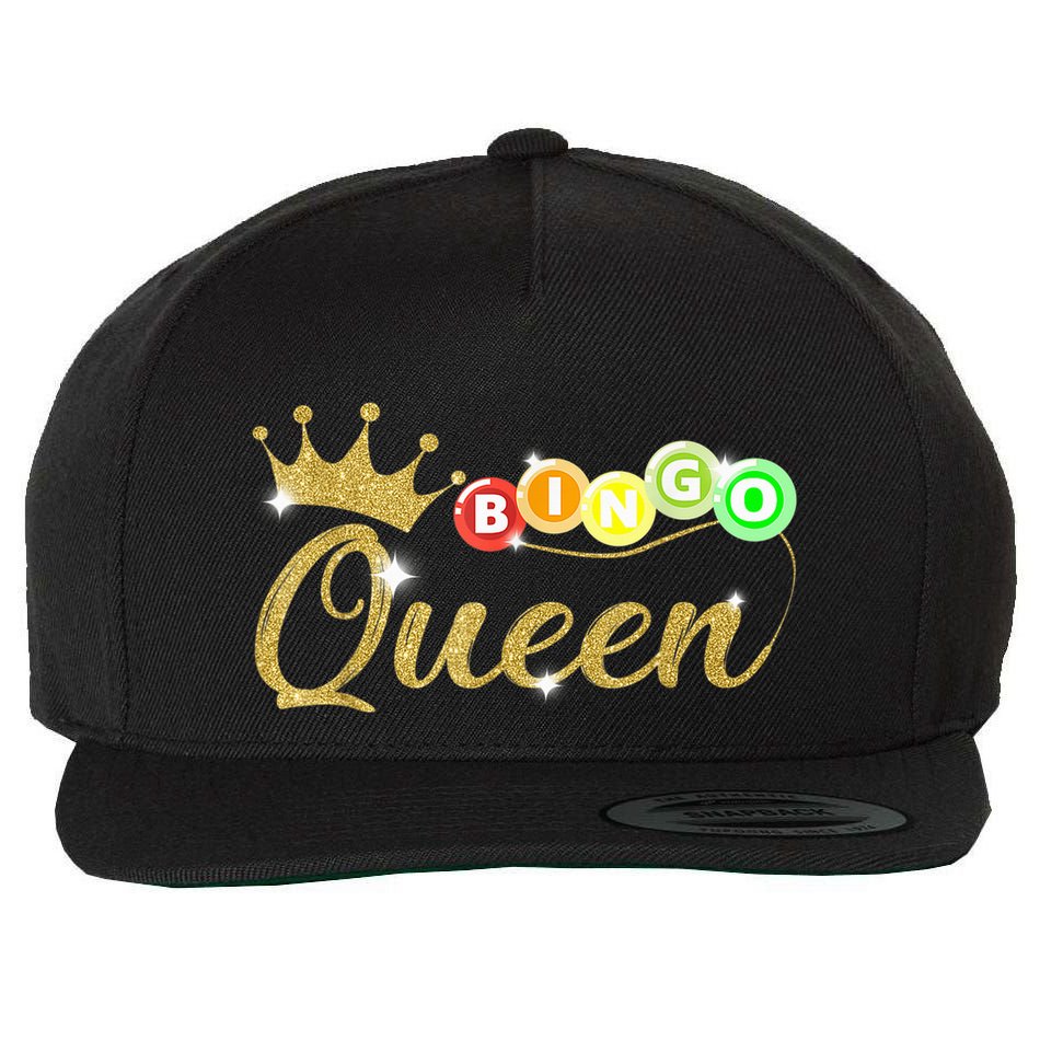 Bingo Queen Lucky Bingo Grandma Gambling Mothers Day Wool Snapback Cap