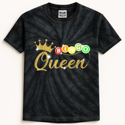 Bingo Queen Lucky Bingo Grandma Gambling Mothers Day Kids Tie-Dye T-Shirt