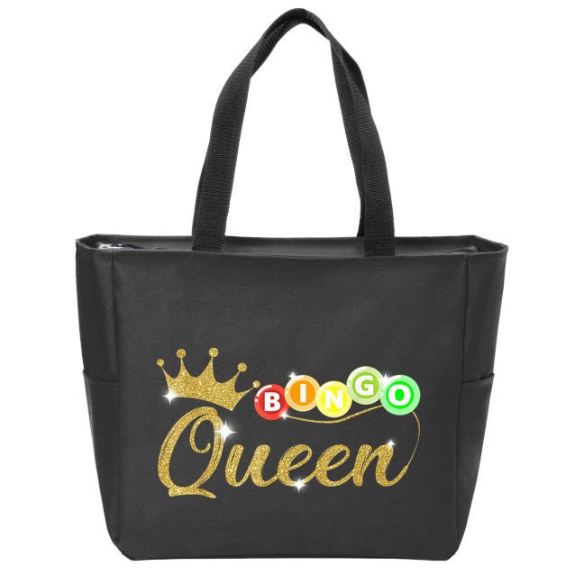 Bingo Queen Lucky Bingo Grandma Gambling Mothers Day Zip Tote Bag
