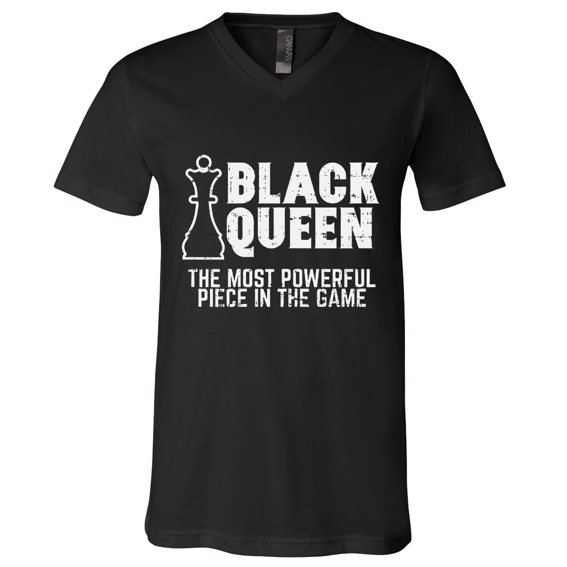 Black Queen Most Powerful Chess African American Women Gift V-Neck T-Shirt