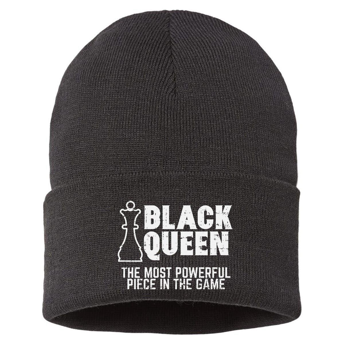 Black Queen Most Powerful Chess African American Women Gift Sustainable Knit Beanie