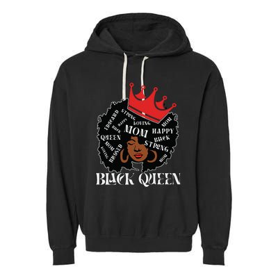 Black Queen Mom Happy Mothers Day Garment-Dyed Fleece Hoodie