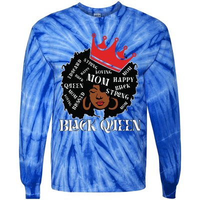 Black Queen Mom Happy Mothers Day Tie-Dye Long Sleeve Shirt