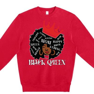 Black Queen Mom Happy Mothers Day Premium Crewneck Sweatshirt