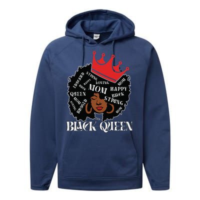 Black Queen Mom Happy Mothers Day Performance Fleece Hoodie