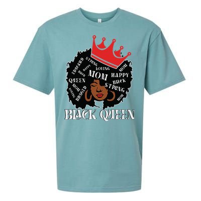 Black Queen Mom Happy Mothers Day Sueded Cloud Jersey T-Shirt