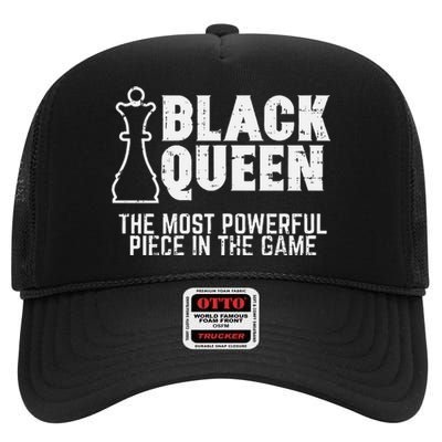 Black Queen Most Powerful Chess African American High Crown Mesh Back Trucker Hat