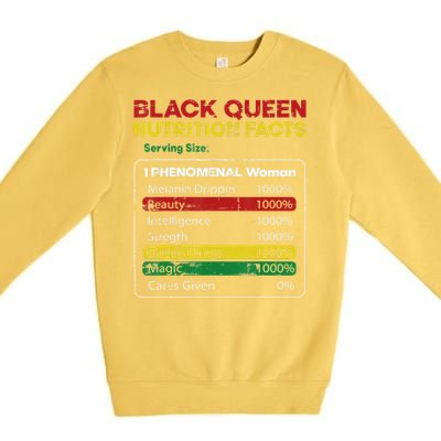 Black Queen Nutrition Facts Black History Month Black Pride Premium Crewneck Sweatshirt