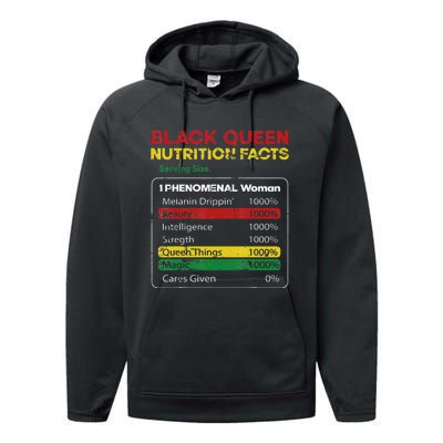 Black Queen Nutrition Facts Black History Month Black Pride Performance Fleece Hoodie