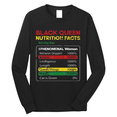 Black Queen Nutrition Facts Black History Month Black Pride Long Sleeve Shirt