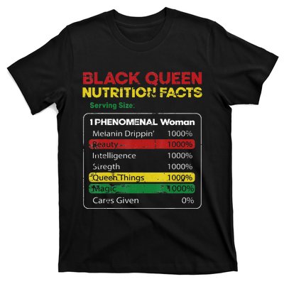 Black Queen Nutrition Facts Black History Month Black Pride T-Shirt