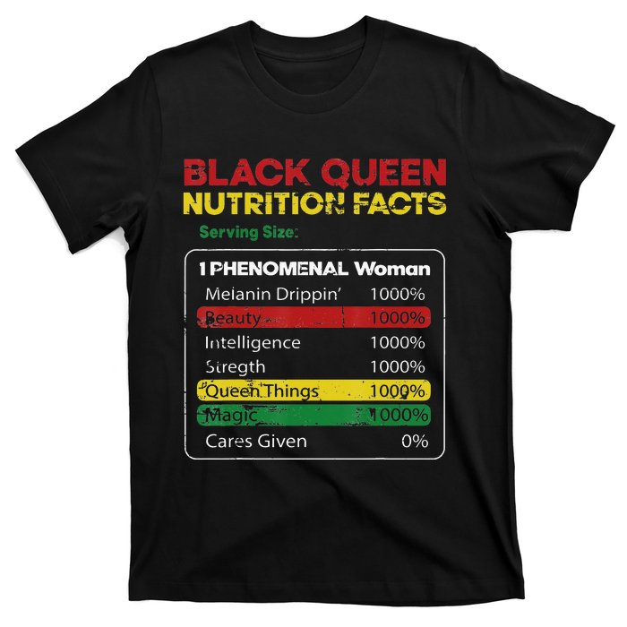 Black Queen Nutrition Facts Black History Month Black Pride T-Shirt