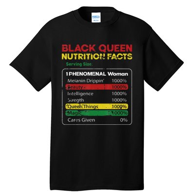 Black Queen Nutrition Facts Black History Month Black Pride Tall T-Shirt