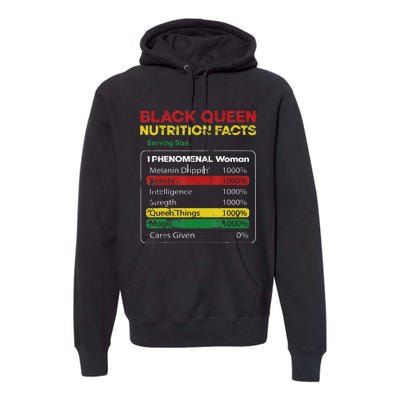 Black Queen Nutrition Facts Black History Month Black Pride Premium Hoodie