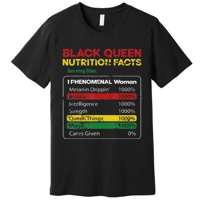 Black Queen Nutrition Facts Black History Month Black Pride Premium T-Shirt