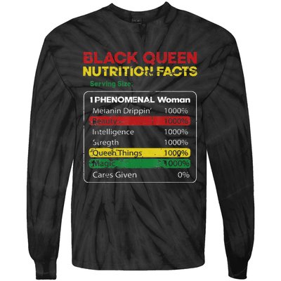 Black Queen Nutrition Facts Black History Month Black Pride Tie-Dye Long Sleeve Shirt