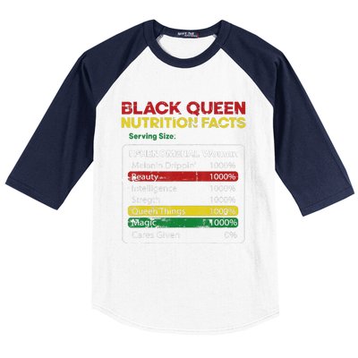 Black Queen Nutrition Facts Black History Month Black Pride Baseball Sleeve Shirt