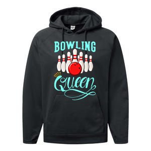 Bowling Queen Outfit Bowling Team Bowler Funny Bowling Cute Gift Performance Fleece Hoodie