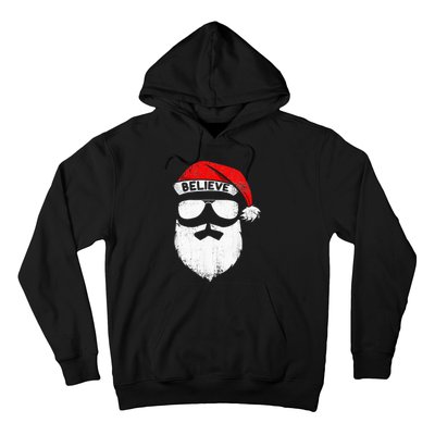 Believe Quote On Santa Hat Mustache Family Reunion Christmas Hoodie