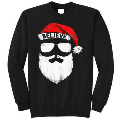 Believe Quote On Santa Hat Mustache Family Reunion Christmas Sweatshirt