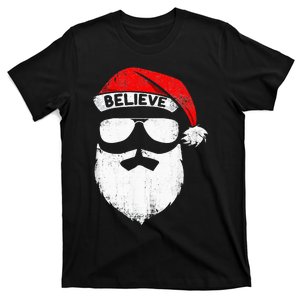 Believe Quote On Santa Hat Mustache Family Reunion Christmas T-Shirt