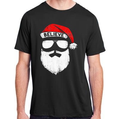 Believe Quote On Santa Hat Mustache Family Reunion Christmas Adult ChromaSoft Performance T-Shirt